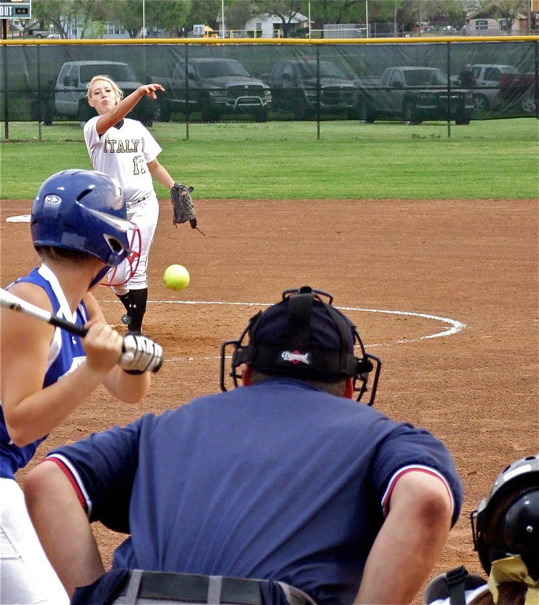 Image: On the mark — Megan Richards(17) pitches one right down the middle.