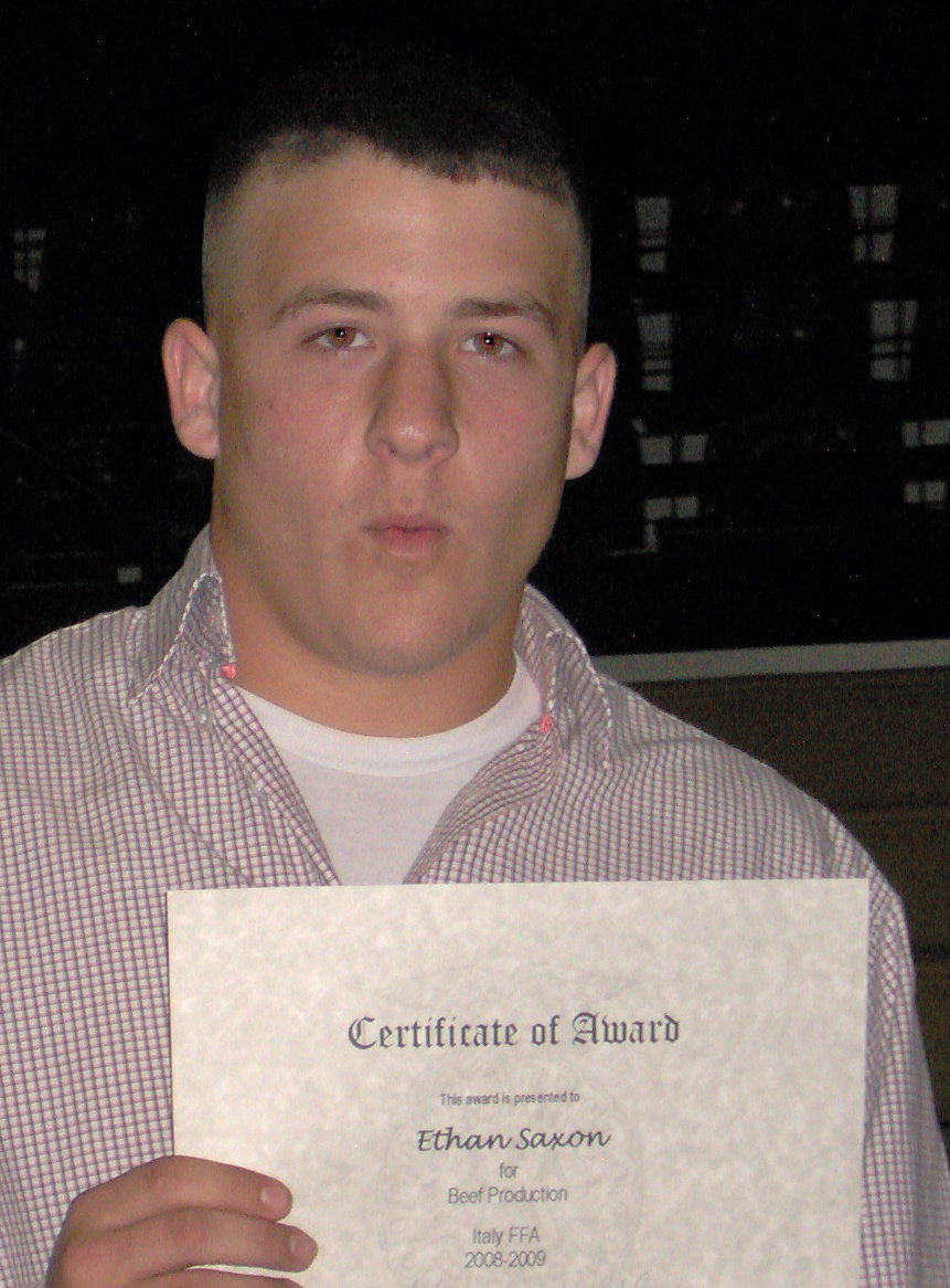 Image: Saxon’s certificate — Just another day at the Ag shop for Ethan Saxon.