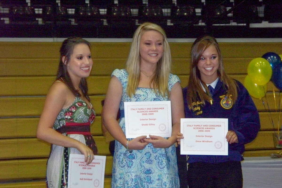 Image: Cheese! — Receiving Oustanding Family and Consumer Science Awards are Kelli Strickland, Shelbi Gilley and Drew Windham.