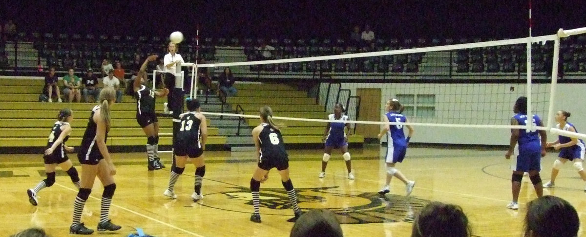 Image: Fleming kills — Junior, Jaleecia Fleming kills the ball against Milford.