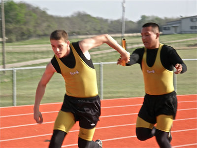 Image: Souder takes off — Brandon Souder takes the stick from Jacob Lopez.
