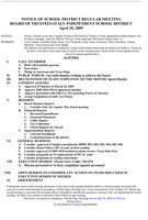 Image: Italy School Board Meeting Agenda-April 20, 2009