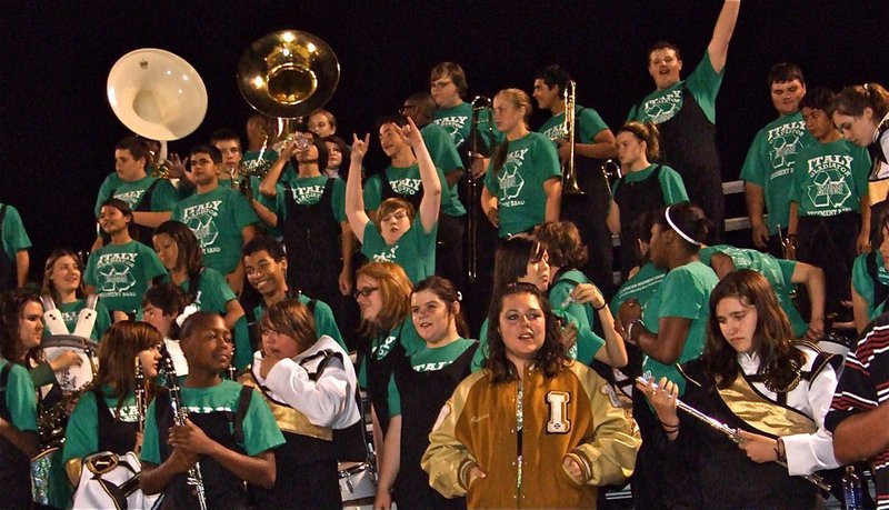 Image: Band urges team forward — The Gladiator Regiment Band and Flag Corp were never worried.
