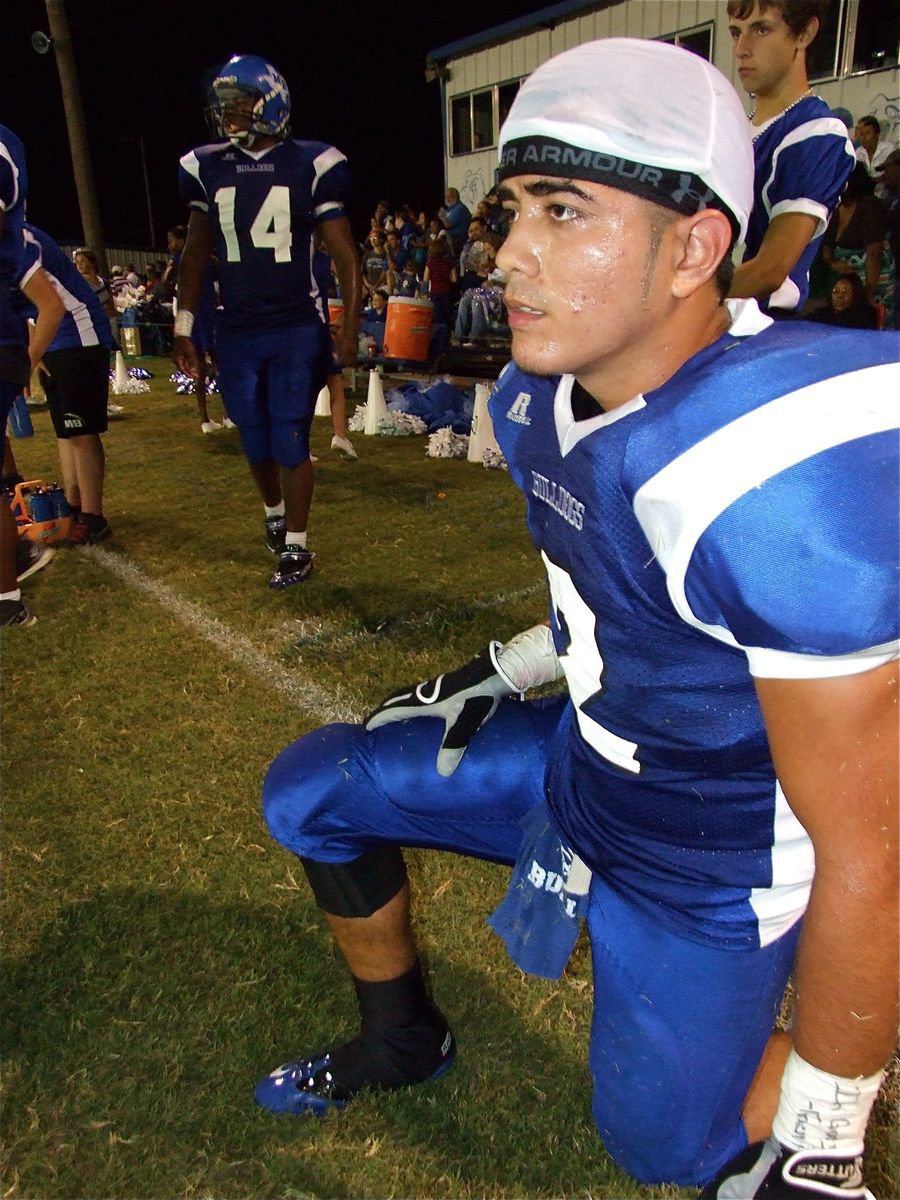 Image: Let’s go! — Bulldogs Jalyn Williams(14) and Rolando Vega(2) are ready to return to the contest.