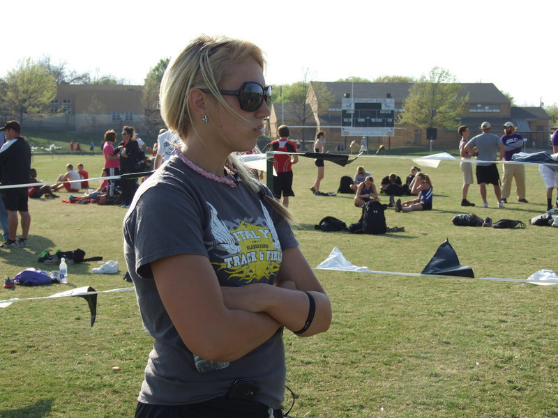 Image: Megan pitches in — Softball pitching ace, Megan Richards, spent the meet as manager for Italy’s girls.