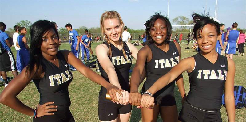 Image: Owning the moment — Kendra Copeland, Sierra Harris, Jameka Copeland and Ryisha Copeland celebrate their 1st place finish in the 400 meter relay.
