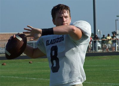 Image: Justin warms up