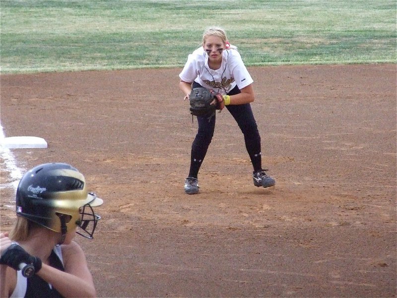 Image: Inching closer — Megan Richards and the Lady Gladiators inch one step closer to a regional quarterfinal title after surprising Meridian with a 4-1, game one win.