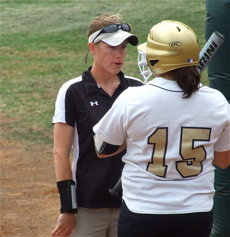 Image: Be a hitter — Apparantly, Italy head coach Jennifer Reeves told Cori Jeffords(15) to hit a homerun…because Jeffords did to give Italy a 2-0 lead.
