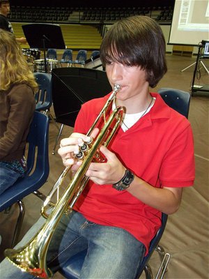 Image: Jacob jazzes — 1st chair trumpeter Jacob Witte blasts away.