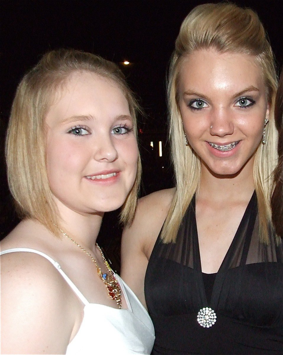 Image: Jesica &amp; Sierra — Gladiator Regiment Band flute players Jesica Wilkins and Sierra Harris are pleased with their band’s performance after the Spring Concert.