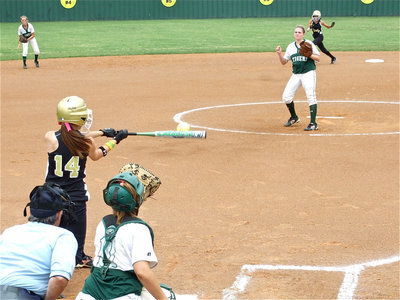 Image: Drew drives the ball — Drew Windham hits a 2-run double to left field in the top of the 1st inning against  Blue Ridge.