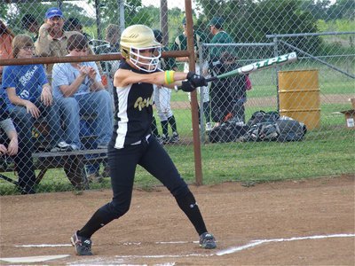 Image: Drew connects — Drew Windham hits a single in the top of the 3rd inning.