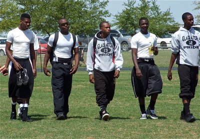 Image: Impressive — John Isaac, Desmond Anderson, De’Andre Sephus, Corrin Frazier and Aaron Thomas walk the walk.