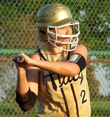 Image: The stare down — Italy’s Megan Richards stares down Waco Reicher pitcher, Sarah Beth Toben.