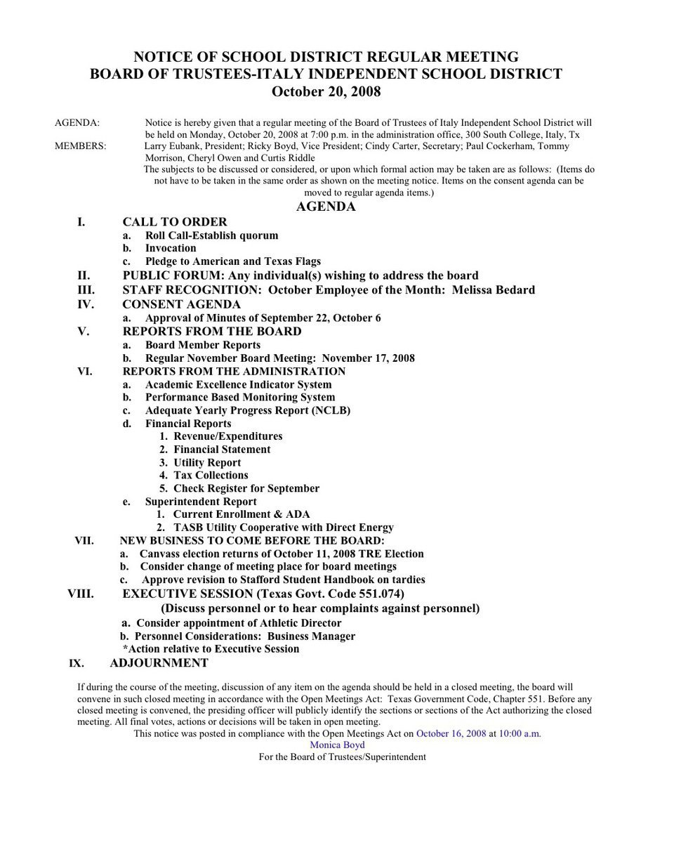 Image: Italy ISD meeting agenda