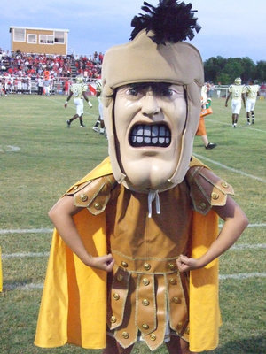 Image: Gladiator Strong — Gladiator mascot, Bianca Evans, takes time to flex.