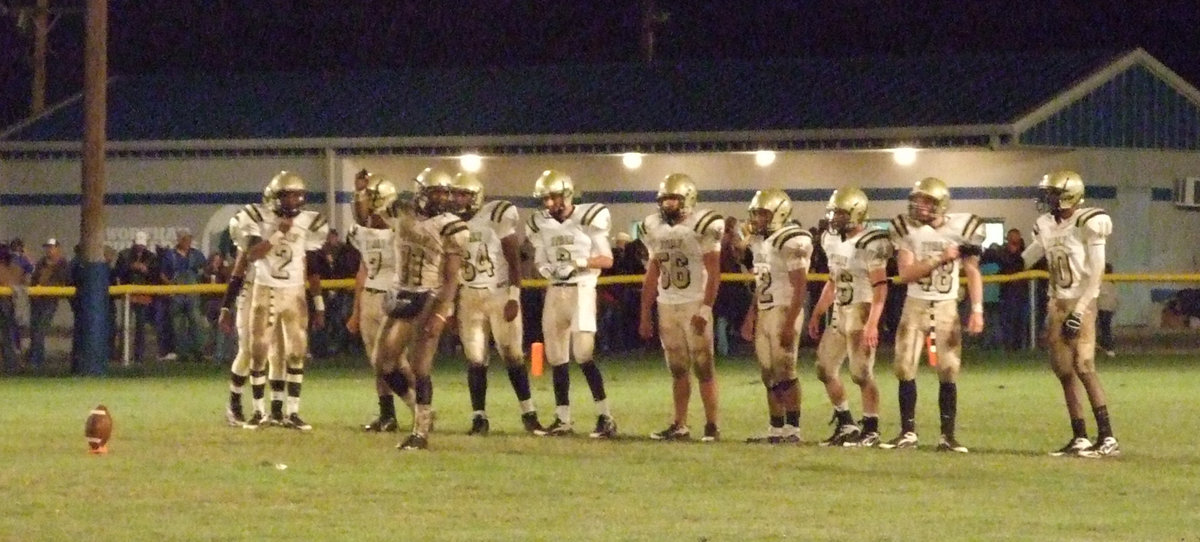 Image: Fighter jets — Italy’s special teams played a big role in the game as Italy’s kickoff squadron gets ready to launch an assault over Wortham, Texas.