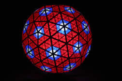 Image: New Year’s Eve Ball — The New Year’s Eve Ball in Times Square is brand new, as of Nov. 11, 2008. The geodesic sphere weighs 11, 875lbs and is covered in 2,668 Waterford Crystals. It is capable of creating more than 16 million colors and billions of patterns-almost a kaleidoscope effect.