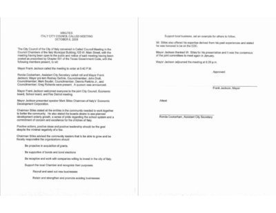 Image: Minutes, council meeting, 10/06/08