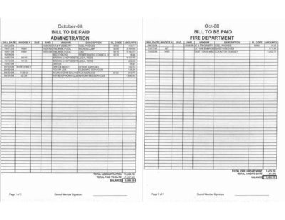 Image: Bills – Administration, Fire Department