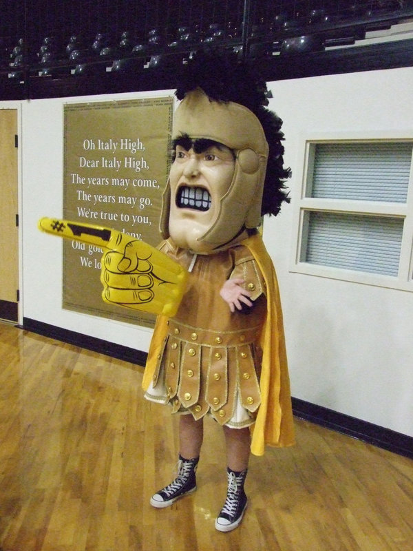 Image: The Gladiator — The Lady Gladiators hosted Grand Prairie AA Tuesday night. Italy was on top of their game as the score ended 61-16. The Gladiator mascot was released because, “If the finger glove doesn’t fit, you must acquit.”
