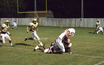 Image: It takes two — It takes two Longhorns to bring down one Gladiator.