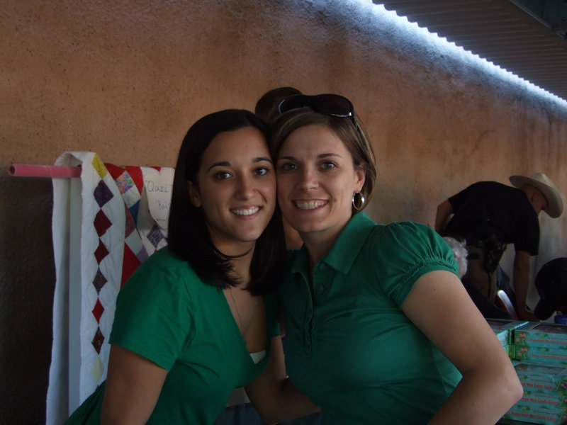 Image: Casey and Jenna — Casey Montgomery and Jenna Chambers helping in the Relay for Life booth.