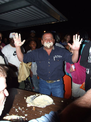 Image: Pastor Villa after pie — After all of his efforts he came in second!