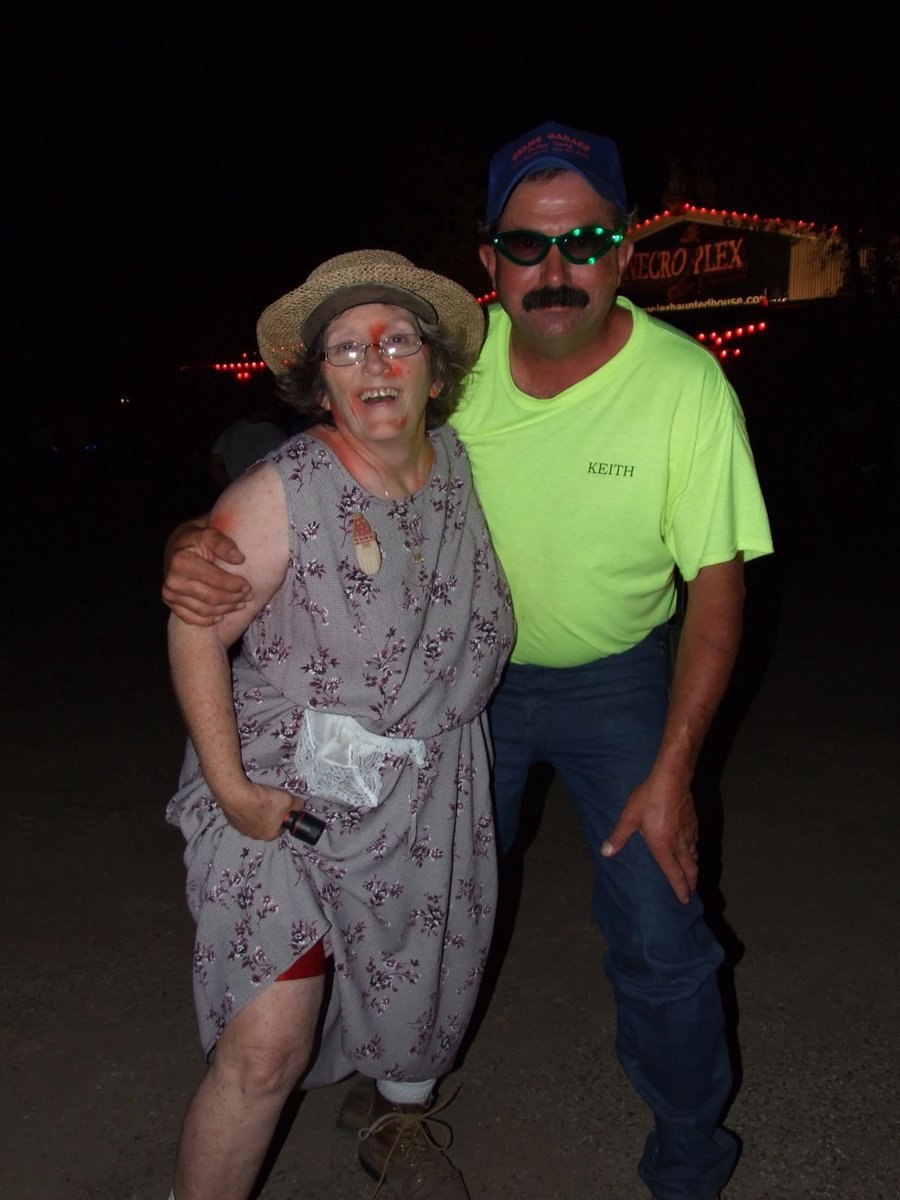 Image: Welcome to Necroplex — Karen Mathiowetz and Keith Helms welcoming the crowds.