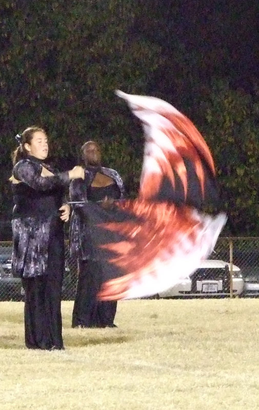 Image: Flag Corps — Nikki Brashear and Shanta Thomas work hard for the Flag Corps.