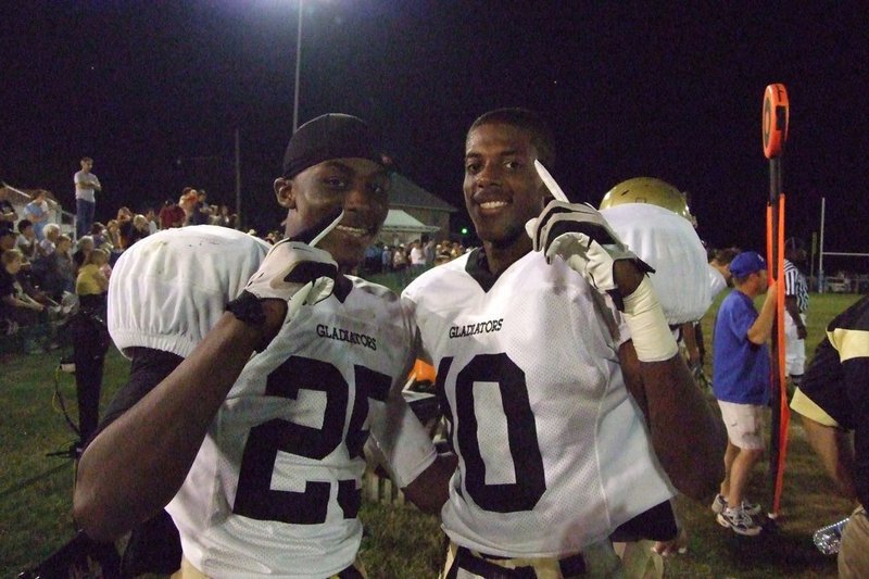 Image: Gladiators — #25-Diamond Rodgers is Running Back/Defensive Back. #10-John Isaac is Wide Receiver/Defensive Back.