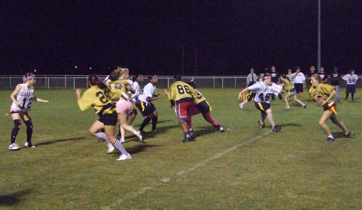 Image: Lauren Comes For Becca — Juiniors stopped the Seniors by going for the running back.