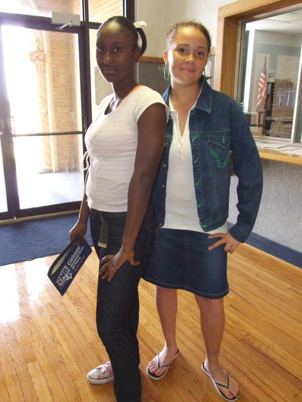 Image: Ra’Tara Singleton and Genora Armstrong — These two cute cheerleaders agreed to pose for this picture.