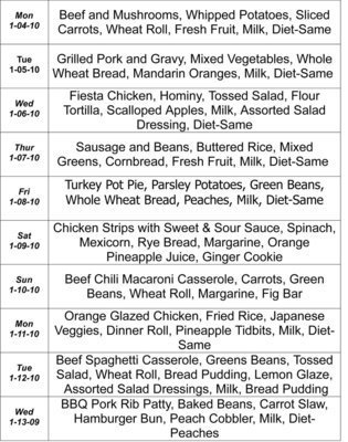 Image: January Menu – pg 2