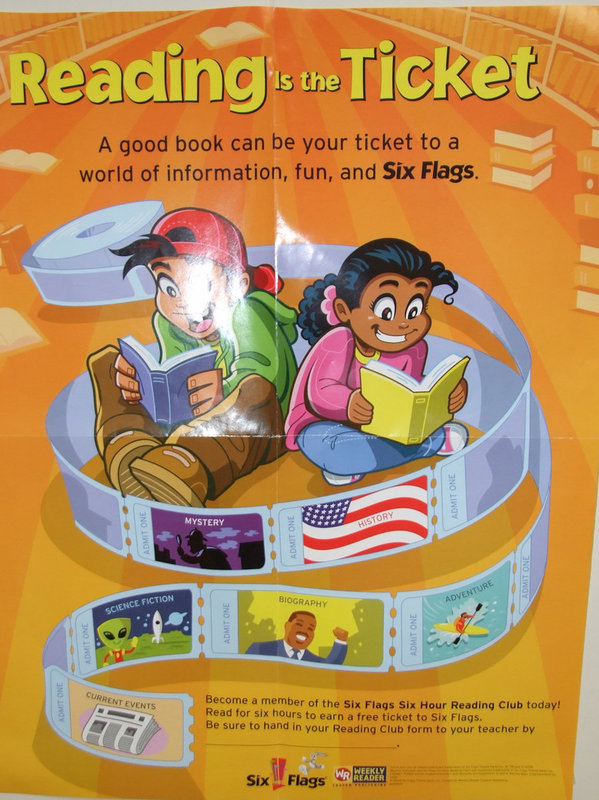 Image: Read and Succeed — Students are all excited about earning a free Six Flag ticket.