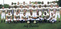 Image: Italy Varsity Football Team — Back Row: 48 Darrin Moore, 85 Oscar Gonzalez, 32 Jonathan Nash, 76 Jeff Claxton, 66 Trent Morgan, 10 John Isaac, 30 Curtis Cole, 72 Tyler Boyd.
Middle Row: 36 Justin Hayes, 28 Desmond Anderson, 7 Jasenio Anderson, 63 Zach Hernandez, 55 Ross Enriquez, 60 Ivan Roldan, 24 Heath Clemons, 88 Aaron Thomas, 44 Kyle Wilkins, 56 Ryan Ashcraft.
Front Row: 50 Ethan Simon, 58 Roy Glaspy, 20 Clay Major, 9 Dontavus Clemons, 25 Diamond Rodgers, 65 Bobby Wilson, 6 Anthony Johnson.