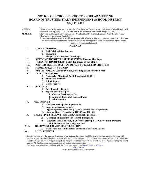 Image: Agenda 7:00pm