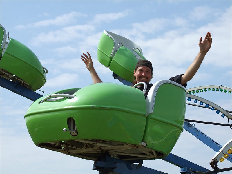 Image: Joe McNeer of S.P.A.C.E. takes a moment to enjoy the rides during the IYAA Sports Carnival.