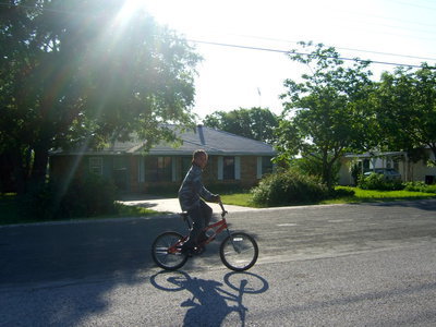 Image: Sam is already putting his bike to a good use!