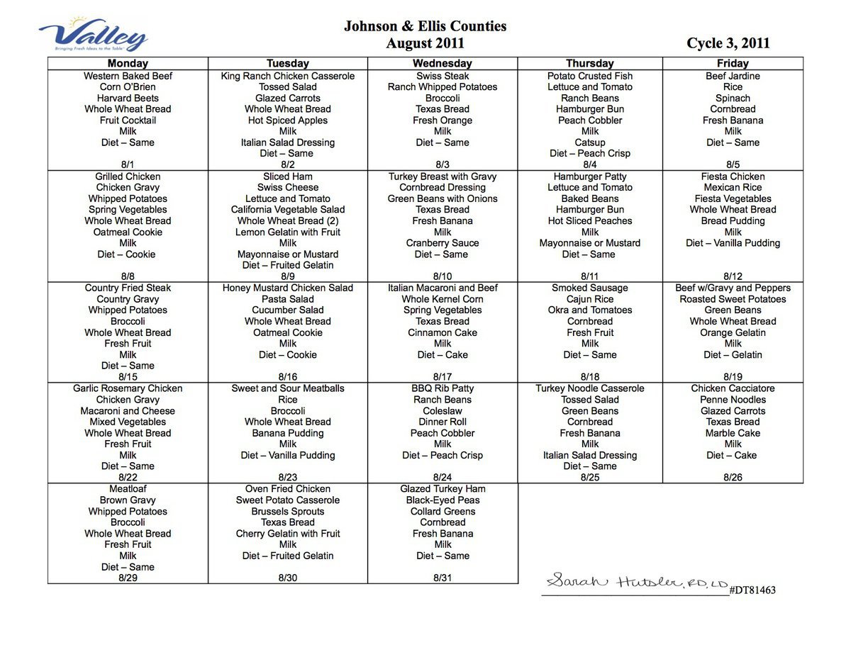 Image: August 2011 Menu