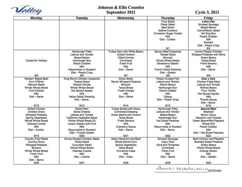 Image: September 2011 Menu