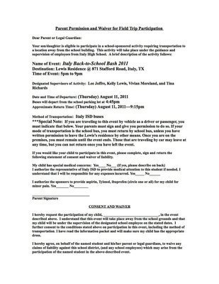 Image: Permission Form – page 1