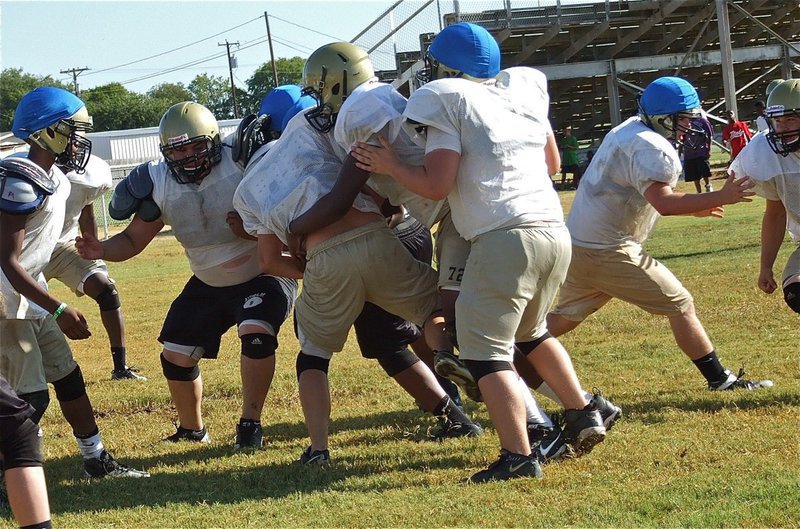 Image: Larry Mayberry, Jr. locates the running back.