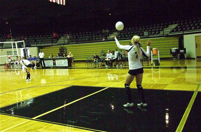 Image: Megan Richards(7) prepares to serve for Italy.