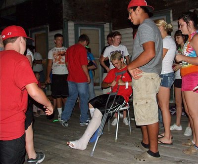 Image: Brandon gets welcomed back by the community.