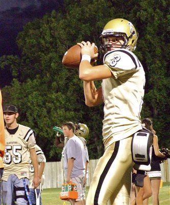 Image: The arm of the armour, quarterback Jase Holden, gets ready for the Lions.