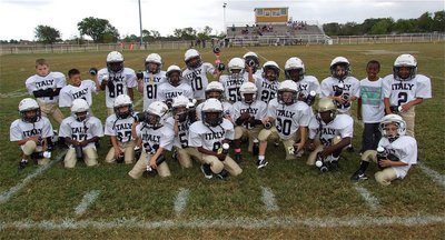 Image: The IYAA C-Team (3-1) poses for a team picture after their 15-0 homecoming win over Hubbard.