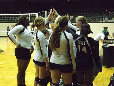Image: The Lady Gladiators huddle up.