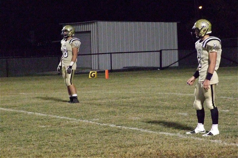 Image: Kyle Jackson(28) and Chase Hamilton(2) are ready to receive a Longhorn kickoff.